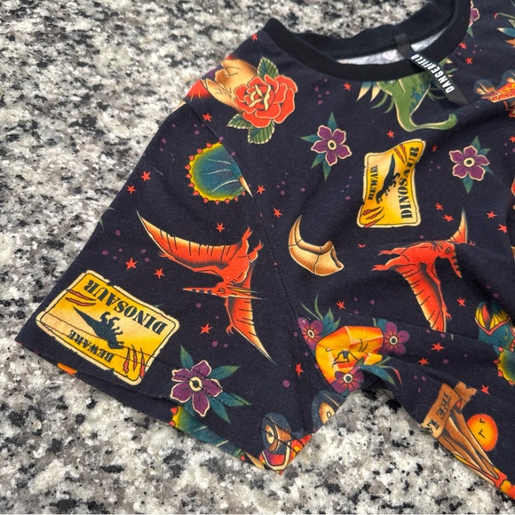 Dangerfield t-shirt midi dress size 6 Tattoo Style Jurassic print Grunge Goth - Picture 4 of 8